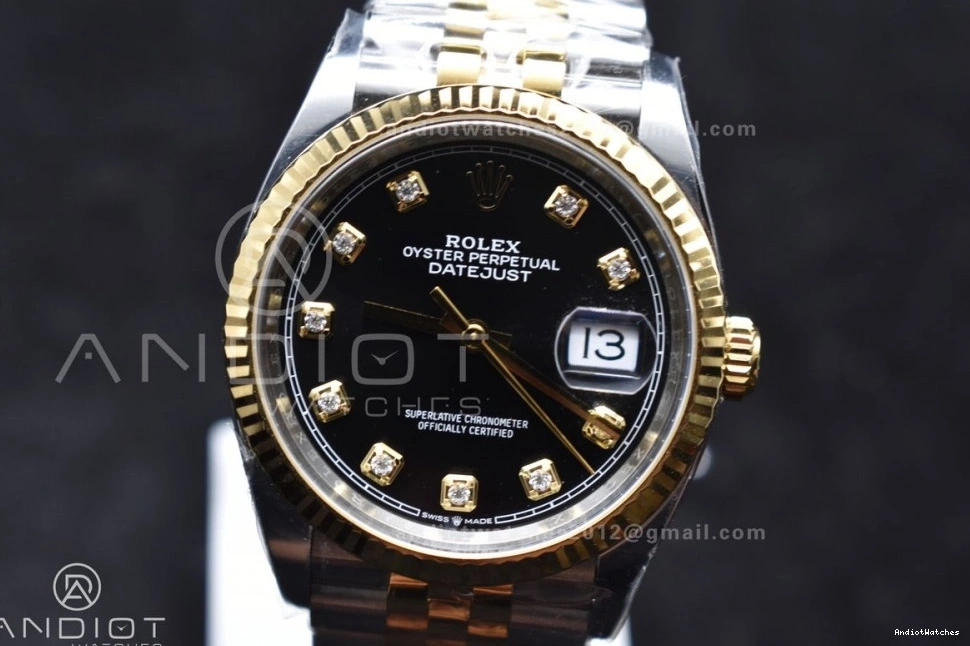 Clean Steel 556 Diamonds 904L RelaxedFit Jubilee 126233 YG VR Dial DateJust Edition on 36 Bracelet SS 1:1 Black Best 0306